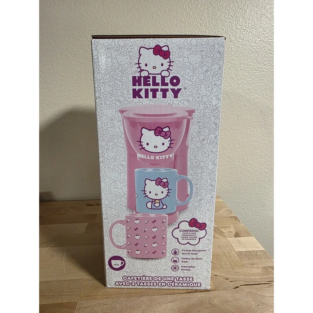 Hello Kitty Sanrio 50th Anniversary Coffee Maker and Mug‎ Set. Brand New